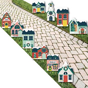 Big Dot of Happiness Christmas Village - Outdoor Holiday Winter Houses Yard Decorations - 10 pc