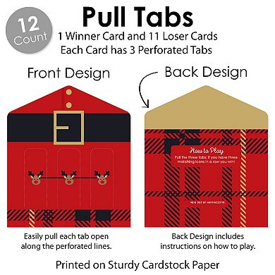 Big Dot Of Happiness Jolly Santa Claus Christmas Game Cards - Pull Tabs 3-in-a-row 12 Ct
