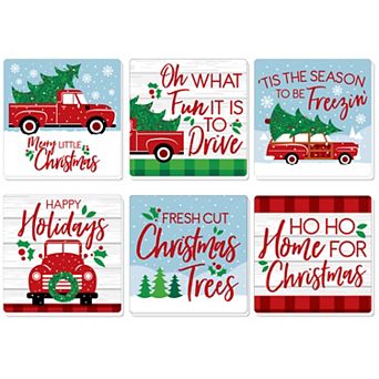 Big Dot Of Happiness Merry Little Christmas Tree Truck Party Decorations Drink Coasters 6 ct