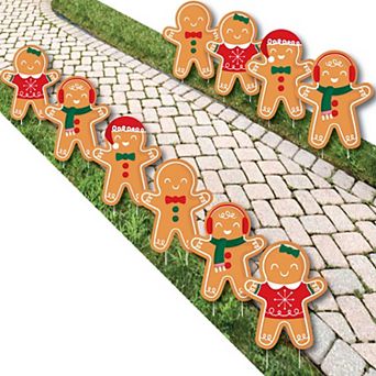 Big Dot of Happiness Gingerbread Christmas - Outdoor Holiday Party Yard Decorations - 10 pc