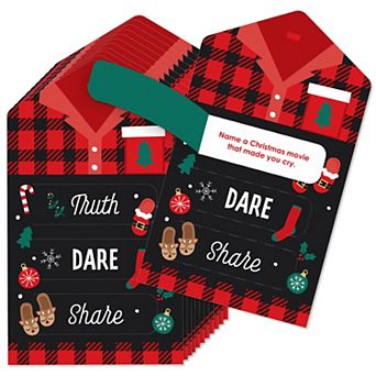 Big Dot Of Happiness Christmas Pajamas Party Game Cards Truth, Dare, Share Pull Tabs 12 ct