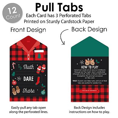 Big Dot Of Happiness Christmas Pajamas Party Game Cards Truth, Dare, Share Pull Tabs 12 Ct