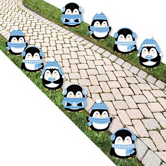 Big Dot of Happiness Winter Penguins - Outdoor Holiday Christmas Party Yard Decorations - 10 pc