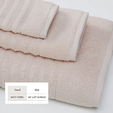 Madelinen 4-Pack Zero Twist Textured Bath Towel Set
