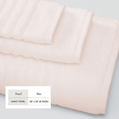 Madelinen 6-Pack Zero Twist Textured Hand Towel Set