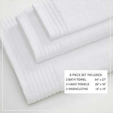 Madelinen 6-Pack Featherspun Cotton Quick-Dry Bath Towel Set