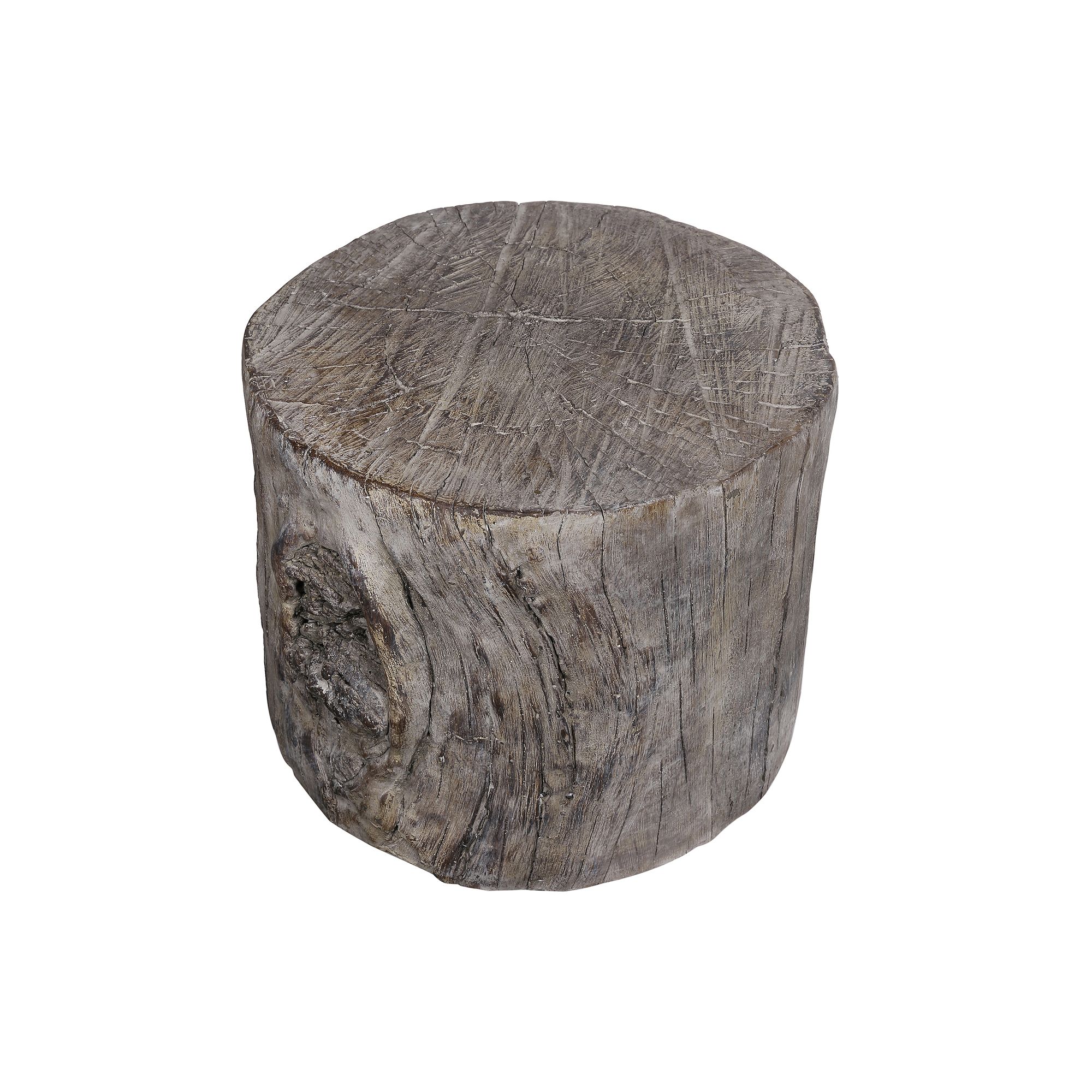 A&B Home Round Tree Stump Cement Stool, Brown