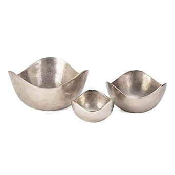 A&B Home Silver Finish Lindi Aluminum Bowls 3 pc Set