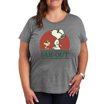 Plus Peanuts Snoopy & Woodstock Far Out Color Art Graphic Tee