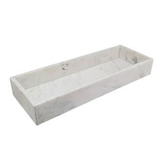A&B Home Small White Marble Decorative Tray Table Decor