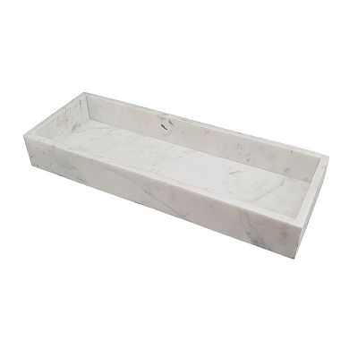 A&B Home Small White Marble Decorative Tray Table Decor