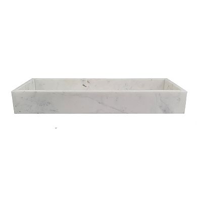 A&B Home Small White Marble Decorative Tray Table Decor