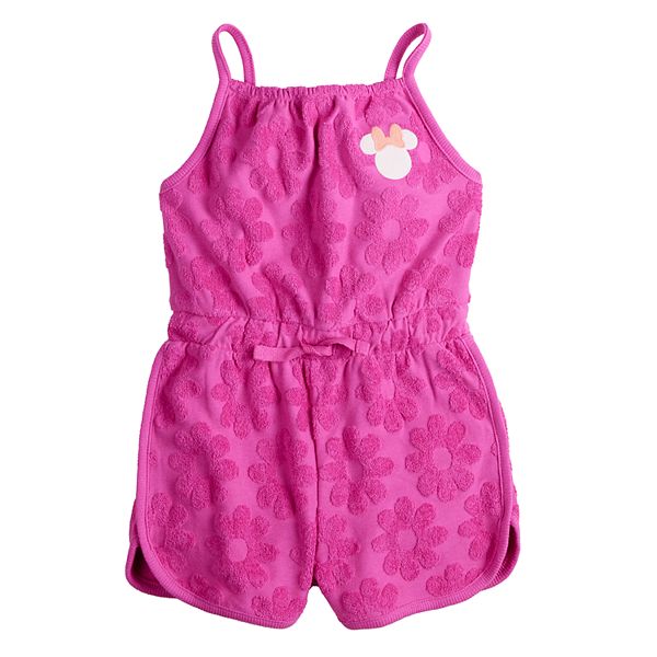Babyhug Short Cap Sleeves Dungaree Style Romper With Inner Tee Minnie Mouse Print - Red White