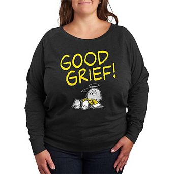 Plus Size Peanuts Charlie Brown Good Grief French Terry Long Sleeve Tee