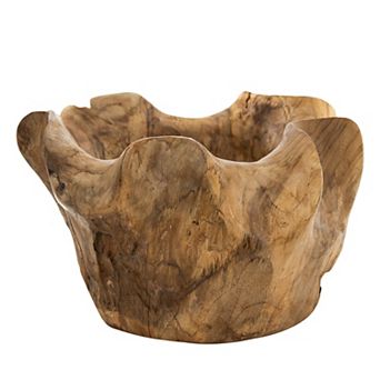 A&B Home Teak Decorative Bowl Table Decor