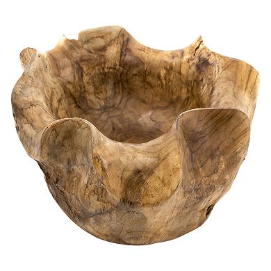 A&B Home Teak Decorative Bowl Table Decor