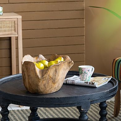 A&B Home Teak Decorative Bowl Table Decor