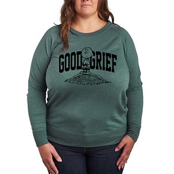 Plus Size Peanuts Charlie Brown Good Grief Athletic French Terry Long Sleeve Tee