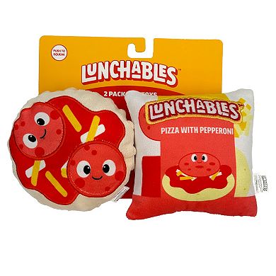 Kraft Lunchables Pizza Box and Cheese Pizza Plush Dog Toys 2-Pack
