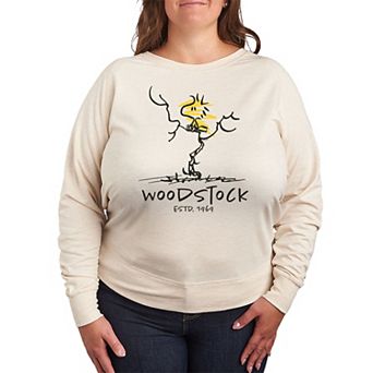 Plus Size Peanuts Woodstock French Terry Long Sleeve Tee