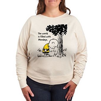Plus Size Peanuts Charlie Brown Mondays French Terry Long Sleeve Tee