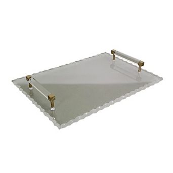 A&B Home Kathleen Gold Finish & White 14" x 10" Decorative Acrylic Tray
