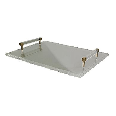 A&B Home Kathleen Gold Finish & White 14" x 10" Decorative Acrylic Tray