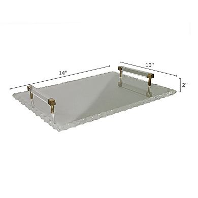 A&B Home Kathleen Gold Finish & White 14" x 10" Decorative Acrylic Tray