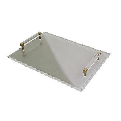 A&B Home Kathleen Gold Finish & White 14" x 10" Decorative Acrylic Tray
