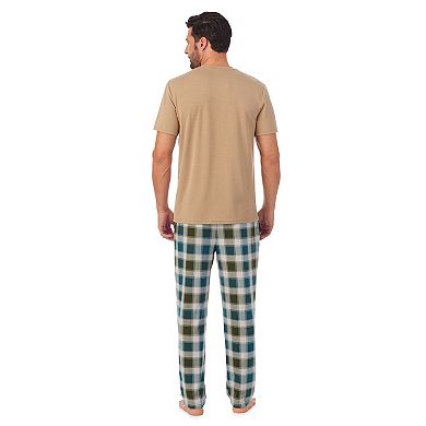 Men's Cuddl Duds Short Sleeve "Grill Sergeant" Graphic Pajama Tee & Plaid Pajama Pants Set