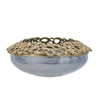 A&B Home Percy Aluminum & Glass Decorative Bowl