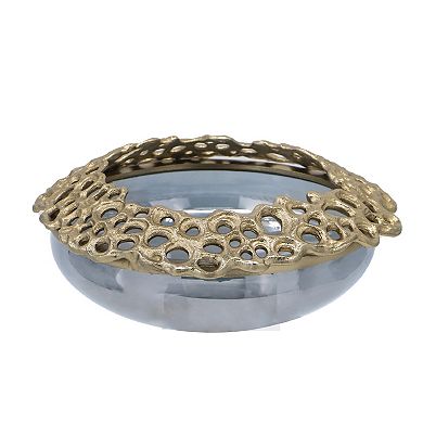 A&B Home Percy Aluminum & Glass Decorative Bowl