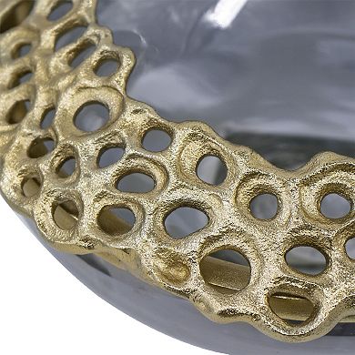 A&B Home Percy Aluminum & Glass Decorative Bowl