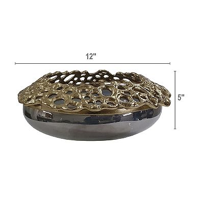 A&B Home Percy Aluminum & Glass Decorative Bowl