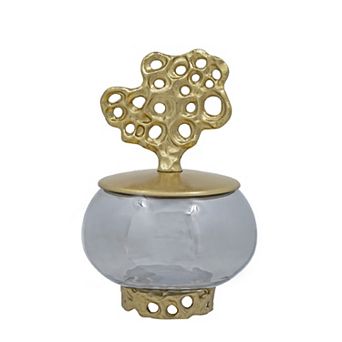 A&B Home Percy Aluminum Lidded Glass Jar Table Decor