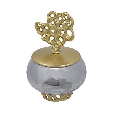 A&B Home Percy Aluminum Lidded Glass Jar Table Decor