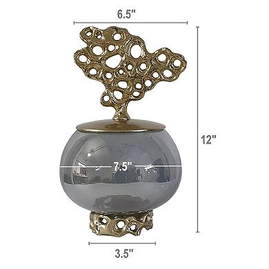 A&B Home Percy Aluminum Lidded Glass Jar Table Decor