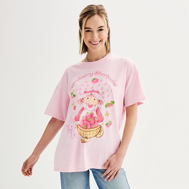 Juniors' Strawberry Shortcake Oversized Graphic Tee