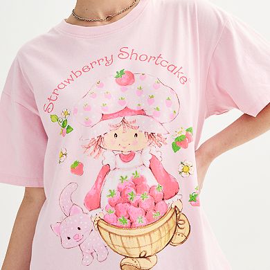 Juniors' Strawberry Shortcake Oversized Graphic Tee