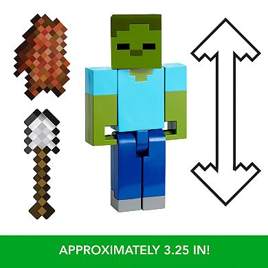 Mattel Minecraft Zombie Action Figure & Accessories 3-Piece Set