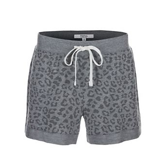 Women's Leopard Print Heathered Terry Lounge Shorts