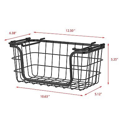 Oceanstar Stackable Metal Wire Storage Basket Set for Pantry, Countertop, Kitchen or Bathroom, Set of 3