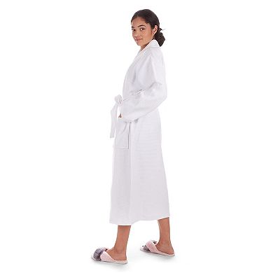 Women's 100% Cotton Woven Waffle Spa-Style Kimono Robe