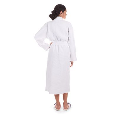 Women's 100% Cotton Woven Waffle Spa-Style Kimono Robe