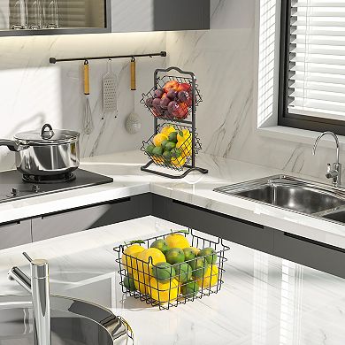Oceanstar 2-Tier Storage Kitchen Wire Basket Stand