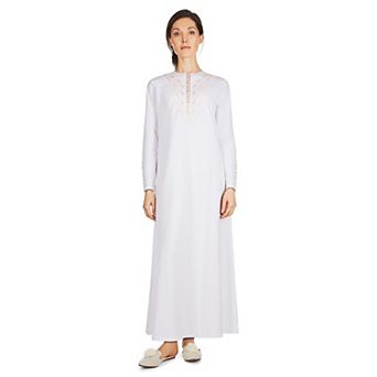 Women's Embroidered Bridal Full-Length Cotton Blend Sleeping Gown