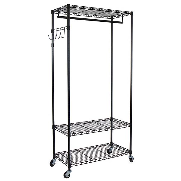 Oceanstar Garment Rack with Adjustable Shelves with Hooks