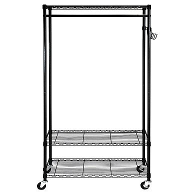 Oceanstar Garment Rack with Adjustable Shelves with Hooks