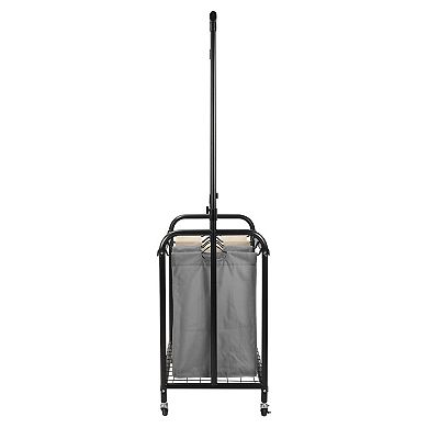 Oceanstar 3-Bag Rolling Laundry Sorter with Adjustable Hanging Bar