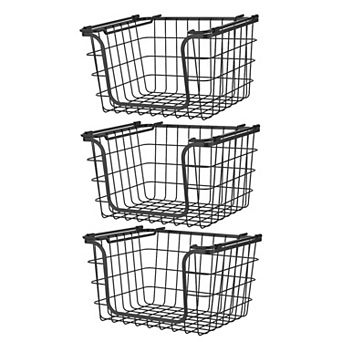 Oceanstar Stackable Metal Wire Storage Basket Set for Pantry, Countertop, Kitchen or Bathroom, Set of 3